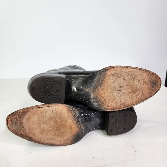 TONY LAMA Style 2923 Mens Size 13AA Black Leather Longhorn Cowboy Western Boots - Picture 14 of 16